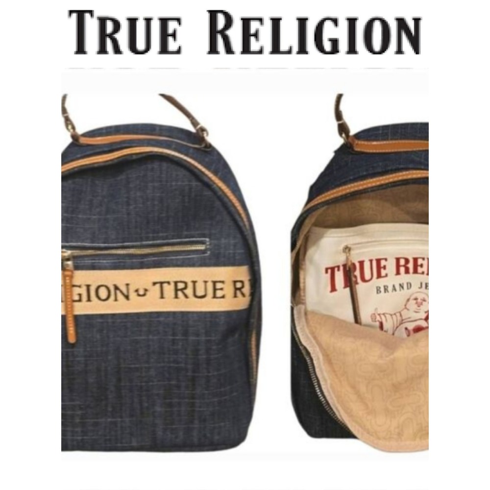 True Religion World Tour Logo Denim Backpack